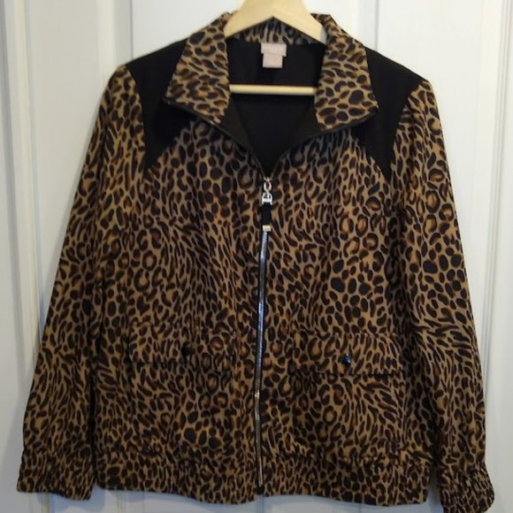 Chico's Animal Print Bomber Jacket size Medium - Picture 2 of 9